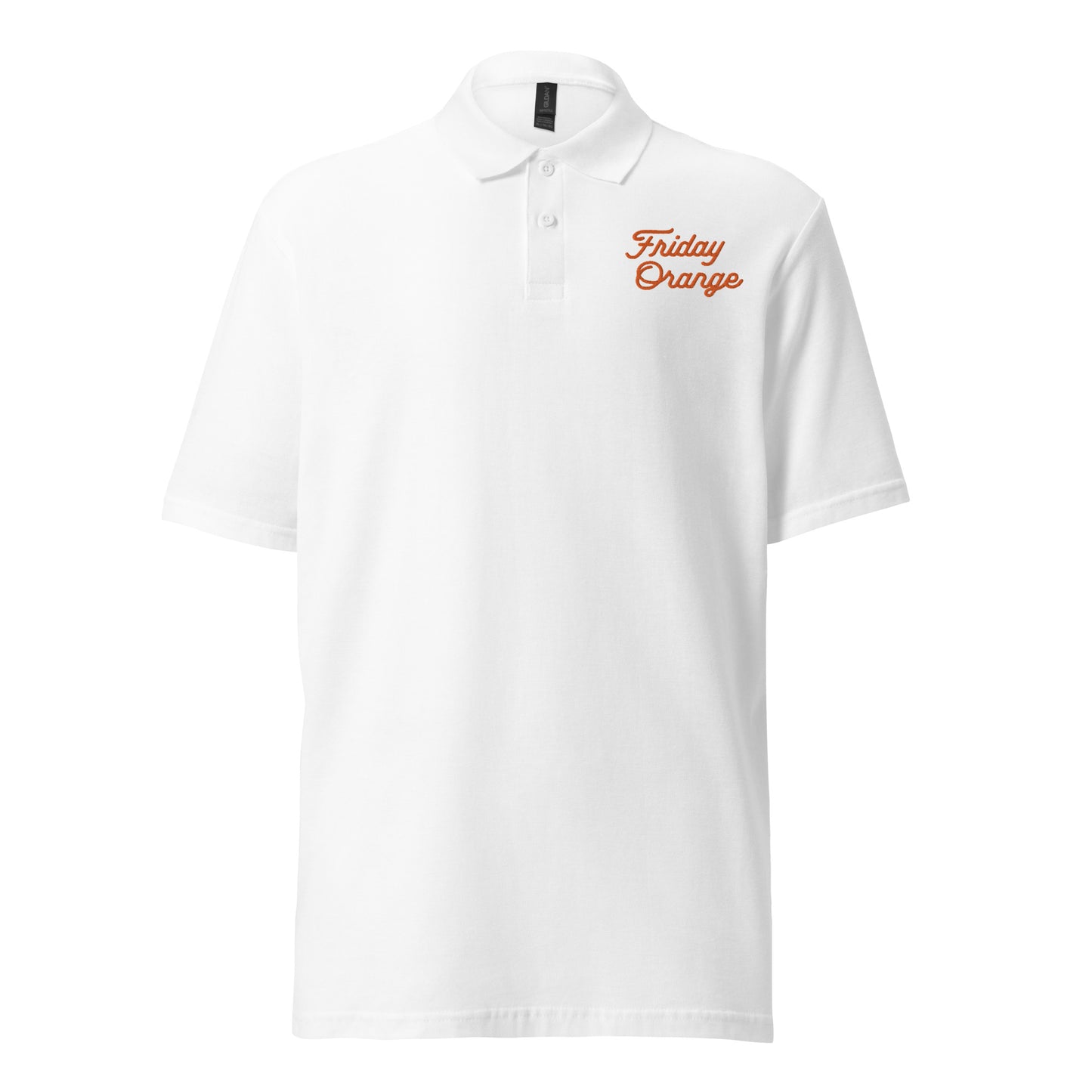 Friday Orange Embroidered Unisex Pique Polo Shirt