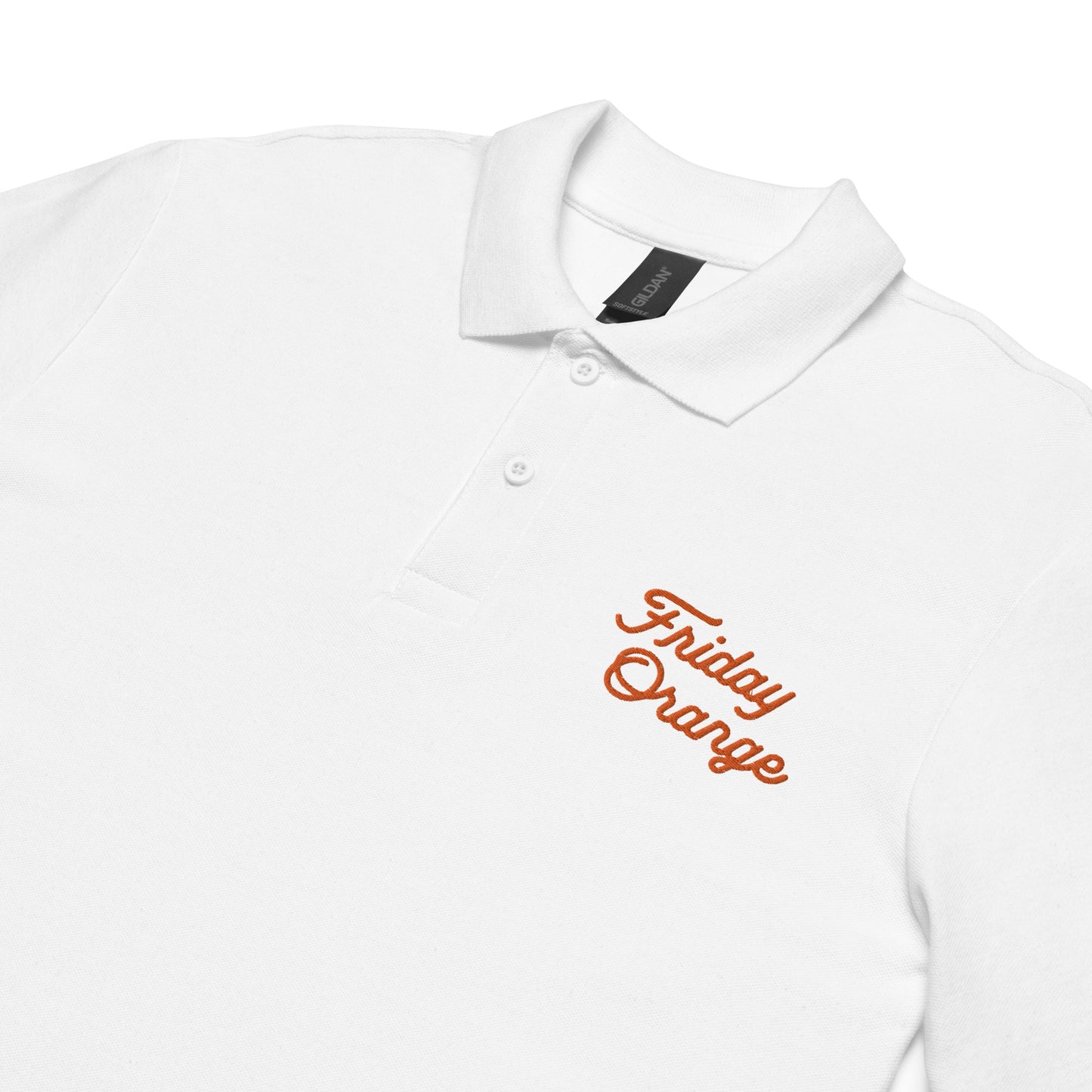 Friday Orange Embroidered Unisex Pique Polo Shirt