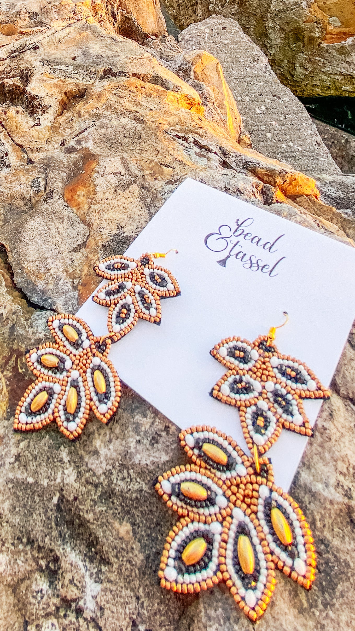 Black Two Tier Beaded Earrings