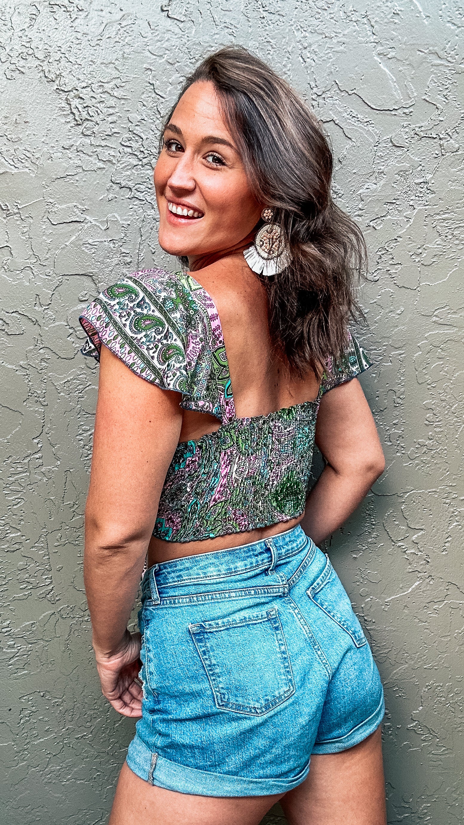 paisley coastal country bohemian crop top