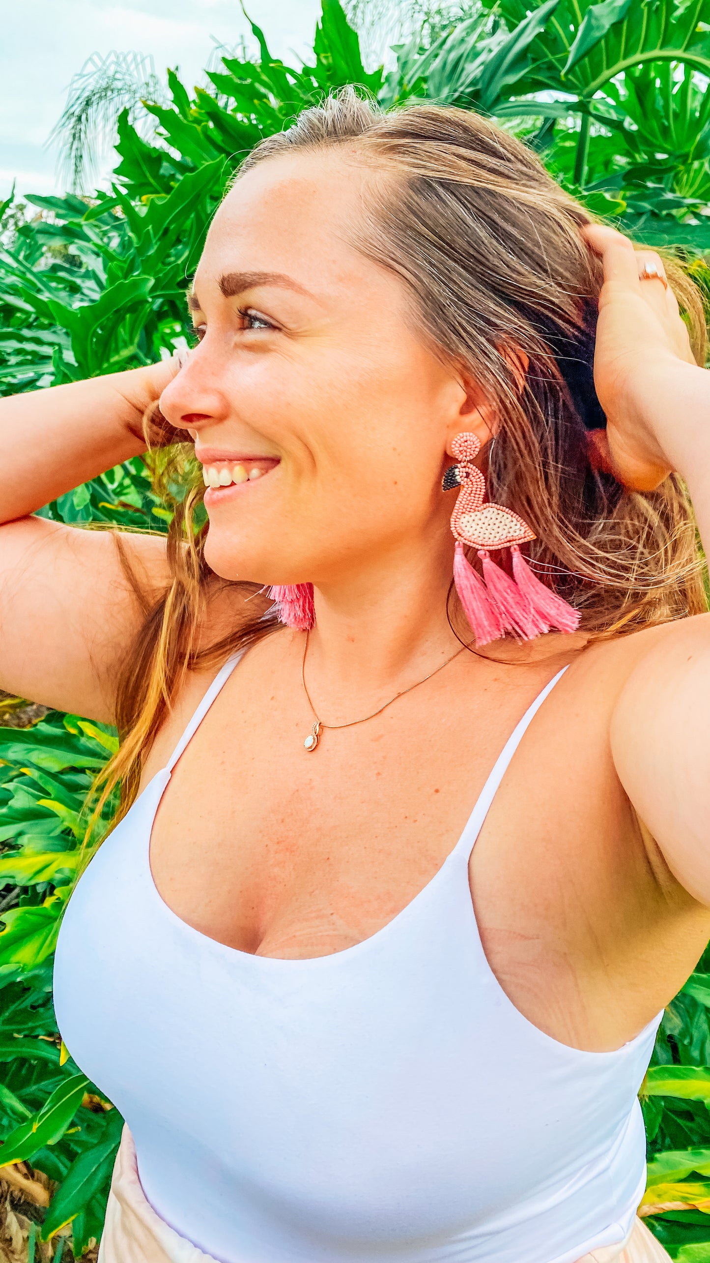 Pink Flamingo Tassel Earrings