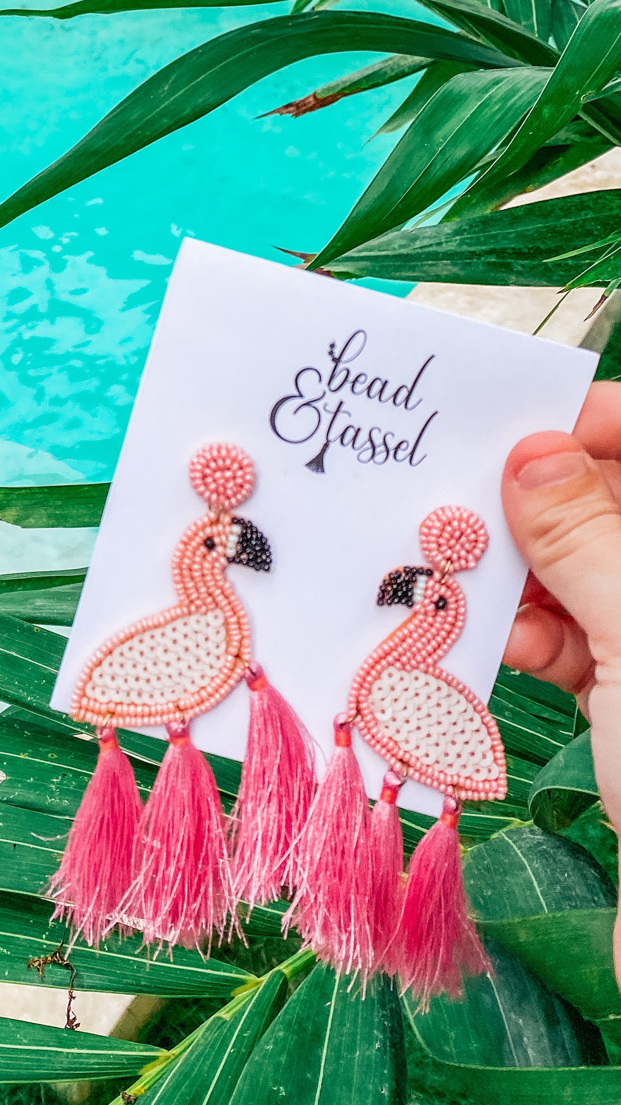 Pink Flamingo Tassel Earrings