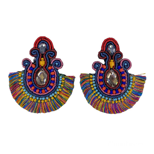 Multicolored Fringe Earrings