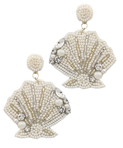 White Seashell Beaded Earrings