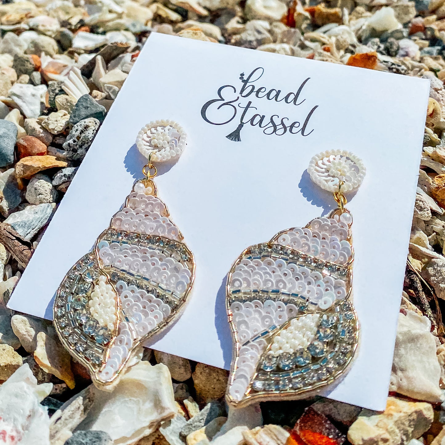 Ivory Seashell Beaded Earrings